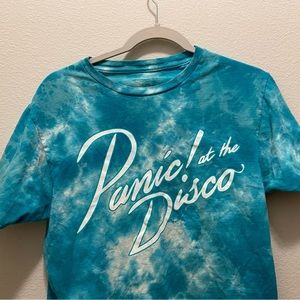 blue tie dye panic at the disco t shirt